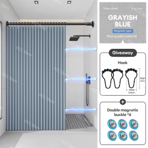 Foldable Shower Curtain Waterproof Magnetic Buckle Bathroom Partition Shower Dry Wet Separation