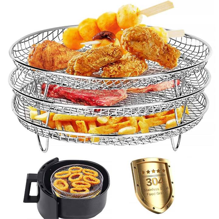 Air Fryer Racks Three Stackable Dehydrator Racks 304 Stainless Steel