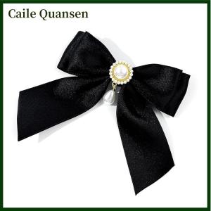 Caile Bowtie เทียมมุกตกแต่งกำมะหยี่ bowtie เสื้อลำลองตกแต่ง bowtie สำหรับผู้หญิง