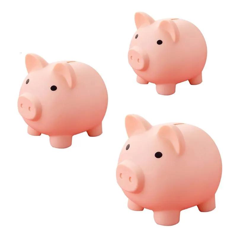 Plastic Cute Cartoon Pig Bank Unbreakable Kids Children Money