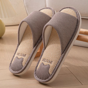 Free Shipping Linen Slippers For Women Spring And Summer Non-Slip Quiet Breathable Suitable For Indoor Use Couples Students Wooden Floors Cotton And Linen Slippers All-Season
