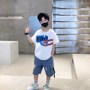 LJQuần Short Denim Mỏng Mùa Hè Cho Bé Trai Quần Áo Công Sở Trẻ Em Quần Dài Vừa Phải Thường Ngày Bằng Vải Cotton Polyester