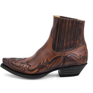 Banchugw Mens Western Cowboy Boots Men Women Embroidery Design Pointed Shoes Man Ankle Boots Leather Boots Plus Size 35-48
