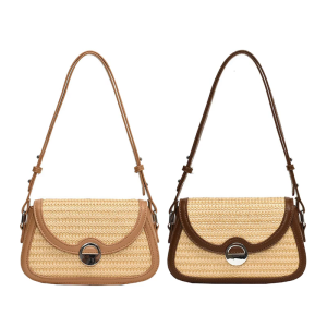 Women Straw Beach Bag Retro Shoulder Bag Crossbody Bag Vacation Handbag Handwoven Messenger Bag Shopping Dating Bag