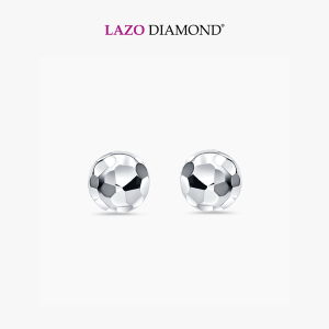 LAZO DIAMOND Hammered Small Ball Stud Earrings in 9k White Gold