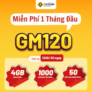 SIM 4G 5G Mobifone Gói GM120 Ưu Đãi Cực Lớn Miễn Phí Tháng Đầu Có 4GB Mỗi Ngày Kèm 1000 Phút Nội Mạng + 50 Phút Ngoại Mạng| FREESHIP - CHƯA KÍCH HOẠT