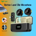 TNW A30 Wireless Clip on Mic Microphone Dual Mikrofon Wireless Mikrofon hp Lavalier Microphone wireless Plug & Play Lapel Mic dan Charging Case for TikTok YouTube Facebook Live Stream. 