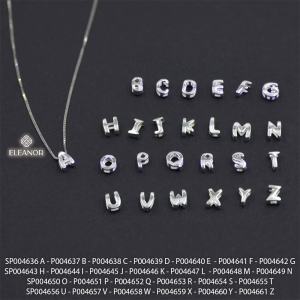 Mặt dây chuyền nữ bạc 925 Eleanor Accessories mặt vòng cổ bảng chữ cái màu bạc phụ kiện trang sức 4636