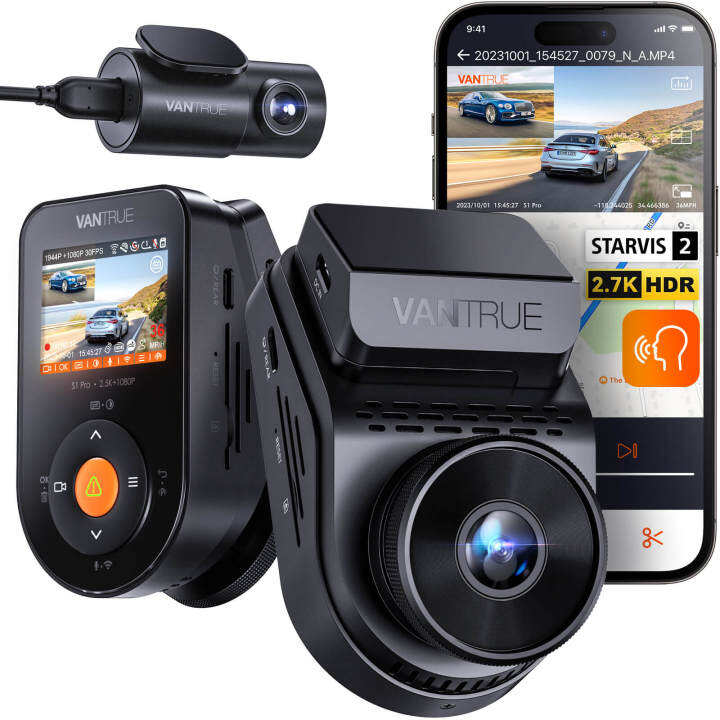 Vantrue S1 Pro 2 7K Front And Rear 5G WiFi Dash Cam 1944P Dual Hidden