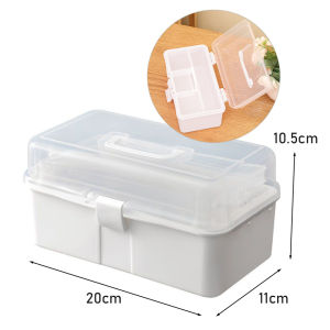 Transparent Plastic Craft Storage Box Sewing Storage Box Folding Tool Box Art Student Miscellaneous Storage Box Foldable Large Capacity Storage Box Multifunctional Plastic Portable Makeup Hairpin Organizer Nail Art Jewelry Box