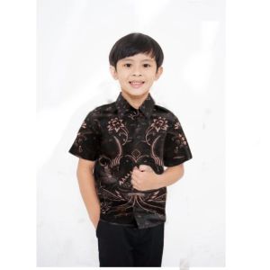 Kemeja Hem Batik Anak Laki-Laki Lengan Pendek Formal 100% Katun Ukuran M-XXL batik pekalongan
