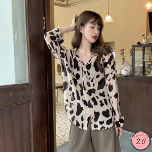 🎇 New2023 🎇 เสื้อเชิ้ตลายเสือ แขนยาว ผ้าชีฟอง ใส่พริ้วๆ 2 สี