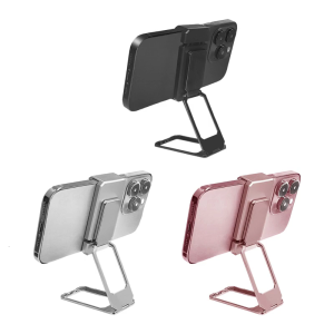Portable Desktop Phone Holder Adjustable Viewing Angles Rotating Foldable Zinc Alloy Base For Stable Phone Mounting