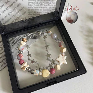 Hmeme Harajuku Star Bracelet Girl Pentagram Beaded Bangle For Women Vintage Aesthetic Charm Bracelet Accessories Jewelry Gift