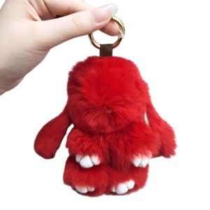 【READY STOCK🛒】Fluffy Rabbit Plush Keychain Cute Bunny Bag Charm Soft Plush Doll Gift For Kids