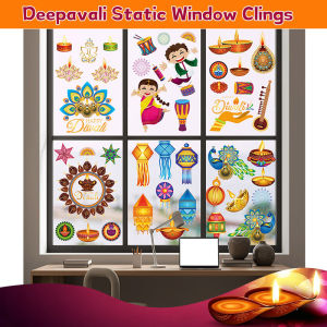 9pcs/set Deepavali Static Window Clings Diwali Festival Glass Window Decor Stickers for Home Decoration