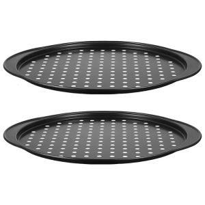 2 Pack Commercial Pizza Baking Tray Perforated Design Carbon Steel Nonstick Surfaces Cooking Pan For Restaurants Homes