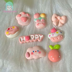 [FREE SHIP] Set 8 cái Crocs Jibbitz Sticker gắn dép Thỏ Hồng Và Bánh Ngọt Hoạt Hình - Có Nút Gắn