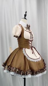 ~ Japanese-style Shiba Inu maid outfit COS Cute waist-cinching vest lolita Puff sleeve dress set
