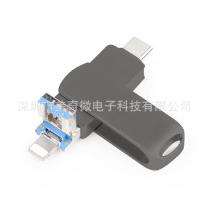 Mobile USB flash drive three in one suitable for smartphones Type C computers dual-use metal 128GB 256GB USB flash drive