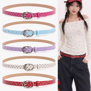 KANNERT Phong cách thế hệ Millennial Thắt lưng chấm bi Da PU Thắt lưng mỏng cổ điển Ngọt ngào Được cá nhân hóa Thắt lưng Y2K Phụ nữ