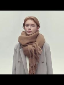 Autumn and Winter Womens Cross Short Knitted Scarf Solid Color Winter Warm Lazy Neck Protector