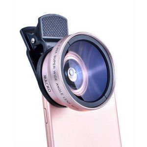 Lensa Kamera Eksternal 2 in 1 Hd Macro 37mm 0.45x Super Wide Angle 12.5x Dengan Klip Untuk Handphone