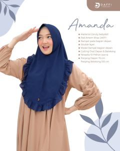 AMANDA Daffi Hijab jilbab ceruty baby doll 2 layer daffi jilbab pet instan hijab langsung praktis amanda