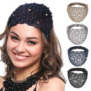 ANGELAA White Hair Cover Hollow Exquisite Diamond For Women Wide Side Pearl Flower Wash Face Korean Style Headband Women Hairband Hair Accessories Lace Hair Hoop