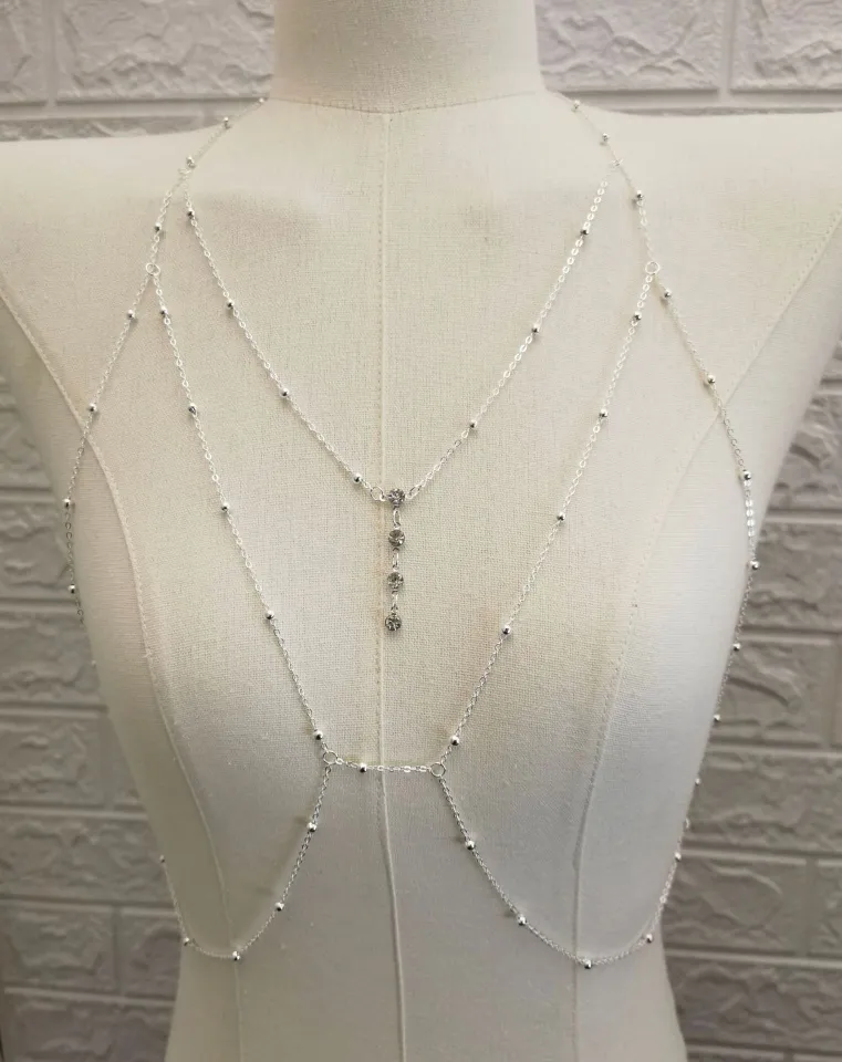 Fashion Body Chain Beach Accessories Rhinestone Bikini Metal Sexy Body Chain  Ladies Breast Chain Necklace Body Jewelry