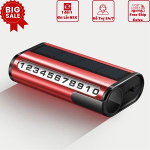 Bảng ghi số điện thoại trên ô tô có đèn LED cao cấp - Có cảm biến năng lượng mặt trời (Bản màu Đỏ)