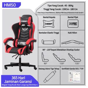 Kursi Gaming Tinggi Disesuaikan Kursi Komputer untuk Gaming Bantalan Duduk Lateks Kemiringan 135°