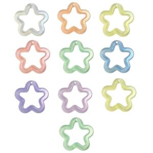 10Pcs Hollow Sao Bead Luminous Ngôi Sao Năm Cánh Sao Charms Acrylic Sao Mặt Dây Chuyền hạt cườm rời Cho Bông tai tự làm Làm