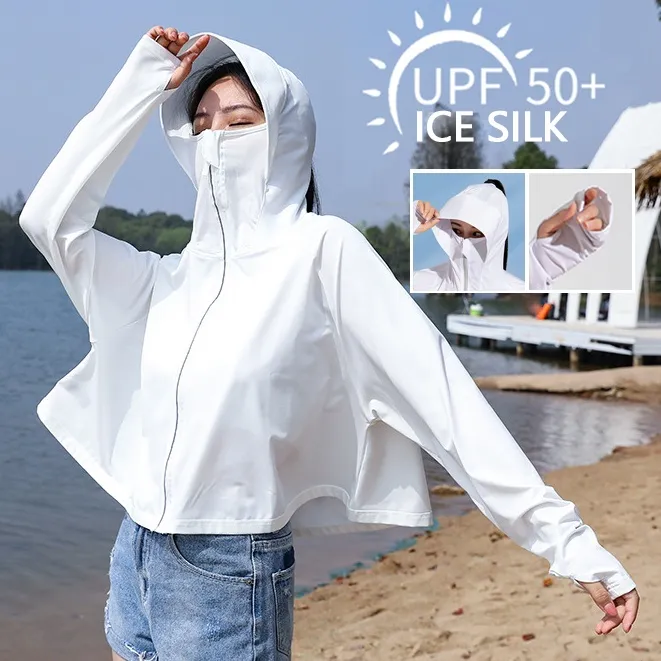 UPF 50+UV Sun Protection Clothing Women Hoodie Ice Silk Breathable