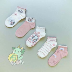 S3P 5Pasang Kaus Kaki Wanita Remaja Dewasa Lucu Kaos Kaki Pendek Semata Kaki Doggy Import