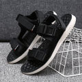 Fashion men and women sandals for  two straps Korean Style summer breathable beach sandal black rubber shoes size 36-45. 