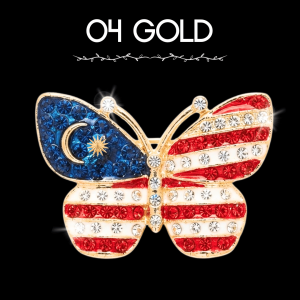 Brooch Malaysia Premium Pin Tudung Kerongsang Kristal Butterfly Ribbon Hari Merdeka Jalur Gemilang