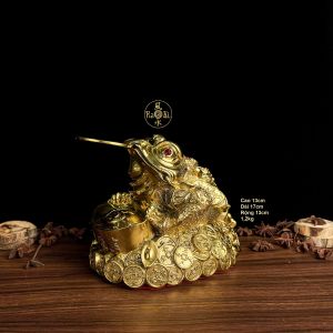 Thiềm Thừ ôm Vàng - Cóc ngậm tiền Tài Lộc - Tượng Đồng Phong Thủy Vĩnh Tiến Chất Lượng Cao