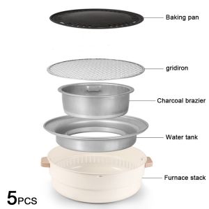 [selected]Outdoor Charcoal Barbecue Grill Portable griller Korean BBQ Grill Camping Grill Stove Smoker Grill