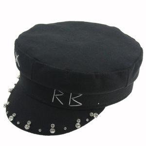 RB Letter Embroidery Navy Hat Korean Style Spring Satin Hat Women Street Style Flat Top Baseball Cap Fashion Octagonal Hat