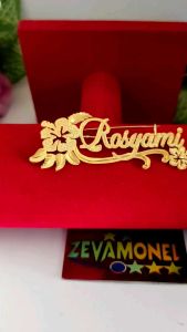 Bros Papan Nama Hijab Custome Ukir Nama Sendiri Titanium Lapis Emas 24 K