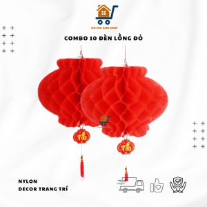 Combo 10 Đèn Lồng Đỏ Chữ Phúc Trang Trí Tết Đám CướiTrung Thu Lễ Hội