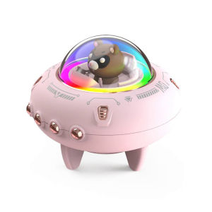New Mini Computer Speaker Portable Bluetooth Speaker RGB LED Light UFO Spaceship Audio Wireless Speaker Best Gift Support TF
