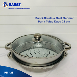 Panci Stainless Steel Steamer Pan + Tutup Ukuran 28cm