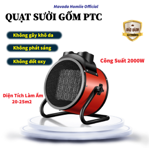 [Hàng Loại 1]Quạt sưởi gốm PTC 2000Wcó chỉnh nhiệt tự động tùy chỉnh 3 chế độan toàn sử dụngBH 2 năm