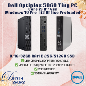 [REFURBISHED] Dell 5060 Tiny PC i5 8th Gen | Windows 10 Pro + MS Office 2021 Preloaded