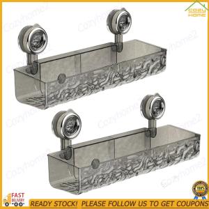 [Cozyhome2] 2Pcs Suction Cup Bathroom Storage Shelf No Drill Storage Basket Multifunctional Floating Shelf Bathroom Accessories