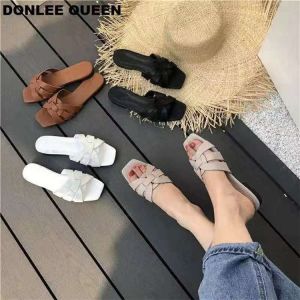 [Free Shipping] Fashionable Plus-Size WomenS Sandals 2025 New Summer Flat Toe Roman Sandals Korean Style