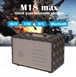 M18 Max Portable Wireless with TF Card/ USB/AUX In/ FM Radio Function Stereo Bass Bluetooth V5.3 Speaker