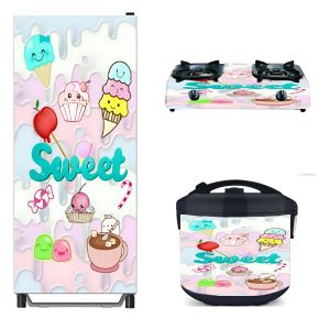 Satu Set Lengkap Stiker Kulkas 1Pintu /Kompor 2Tungku/Ricecoker COD - Medinah Fashion
